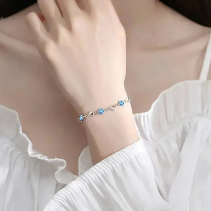 Elarova | 925 Sterling Silber Herzförmige Halskette Armband Satz Für Damen