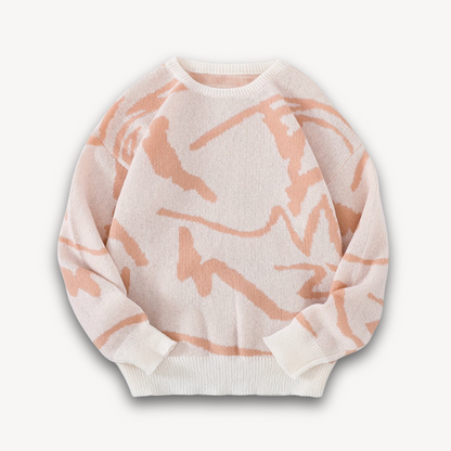 Elarova | Abstrakter Strickpullover für Herren – Baumwolle, lässige Streetwear