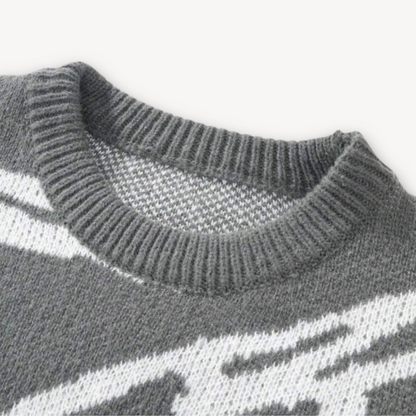 Elarova | Abstrakter Strickpullover für Herren – Baumwolle, lässige Streetwear