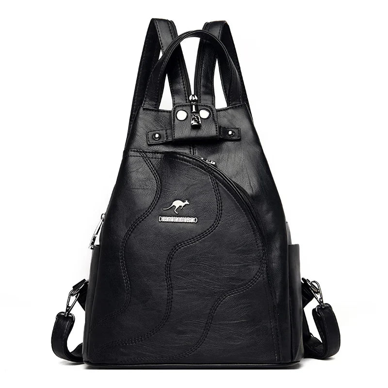 Elarova | Anti Diebstahl Rucksack Aus Leder Mit Reißverschluss Für Damen