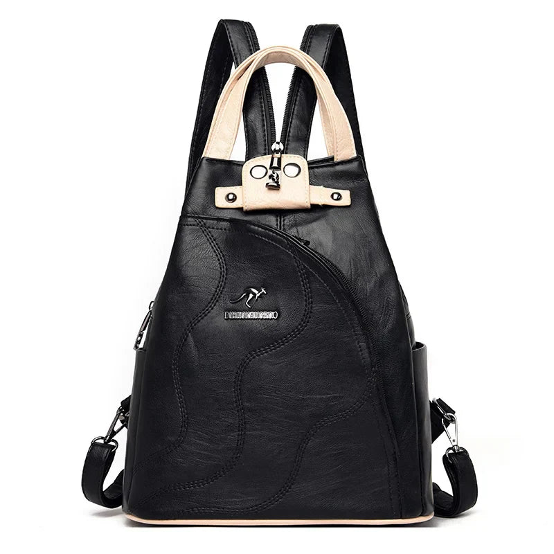 Elarova | Anti Diebstahl Rucksack Aus Leder Mit Reißverschluss Für Damen