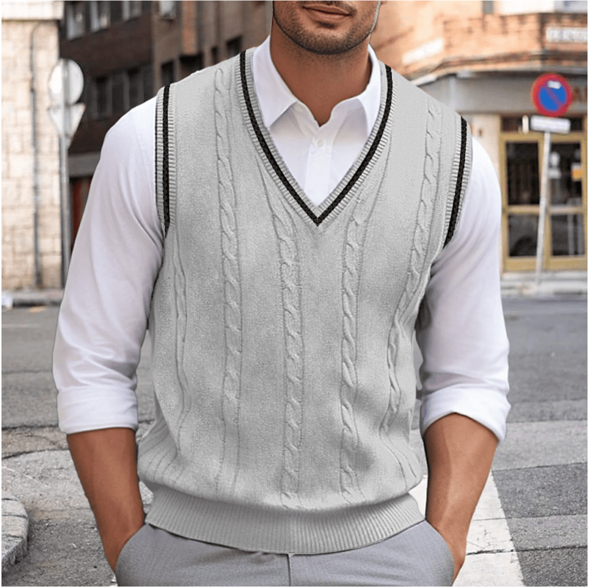 Elarova | Ärmelloser Pullover Mit VAusschnitt Herren Sweatshirt