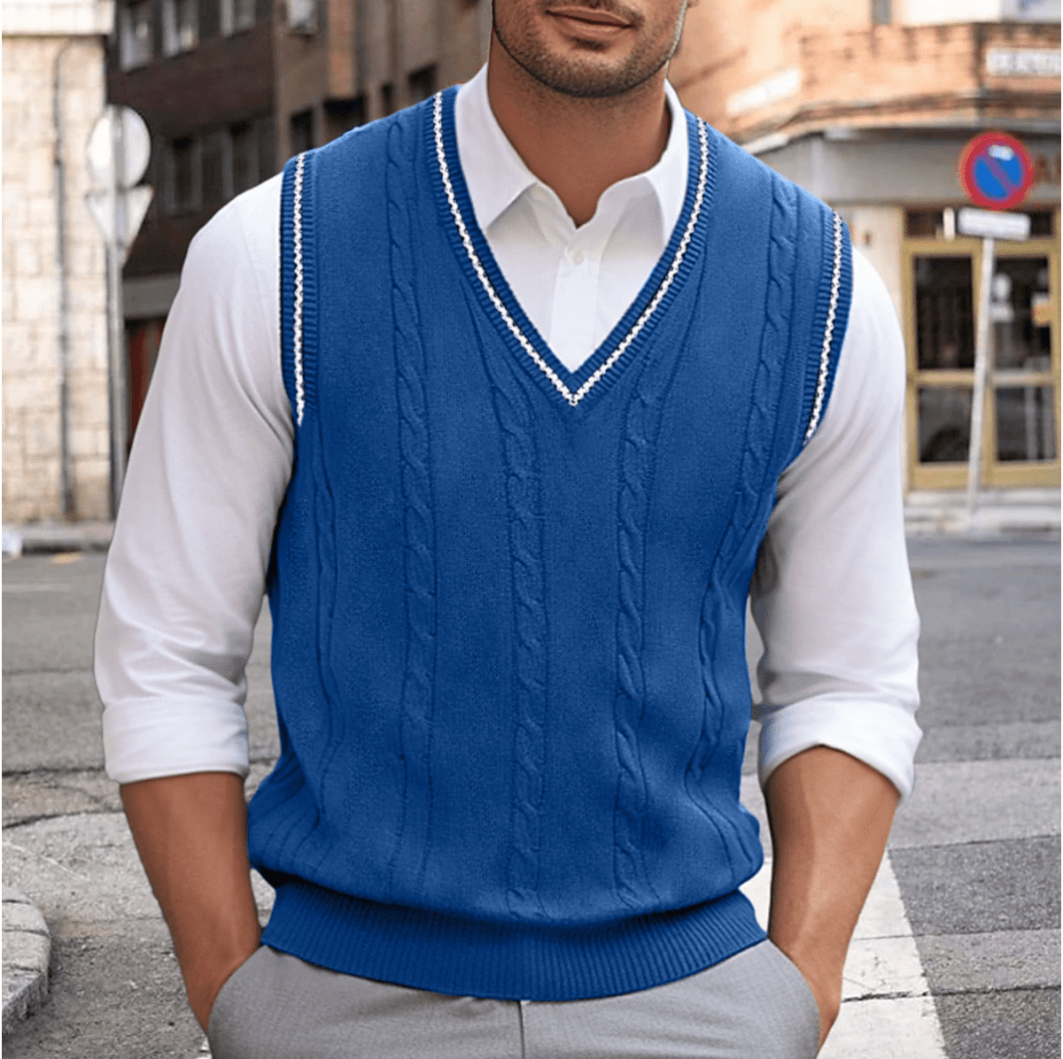 Elarova | Ärmelloser Pullover Mit VAusschnitt Herren Sweatshirt