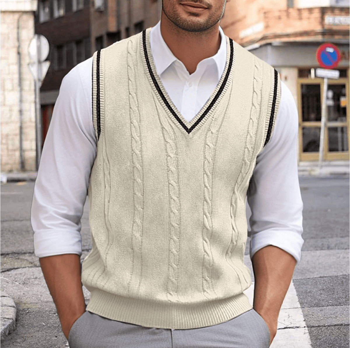 Elarova | Ärmelloser Pullover Mit VAusschnitt Herren Sweatshirt