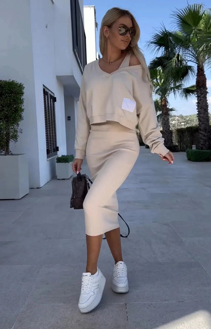 Elarova | Ärmelloses Kleid und Pullover Set für Damen