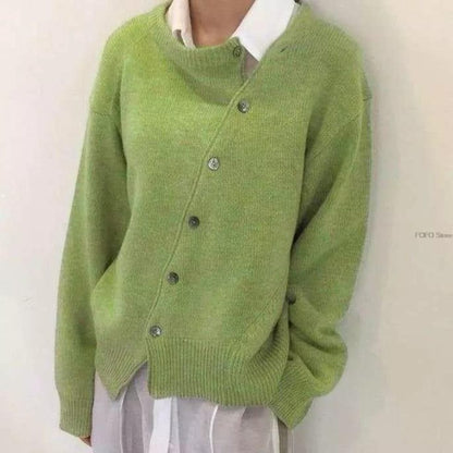 Elarova | Asymmetrische Strickjacke mit Knöpfen für Damen