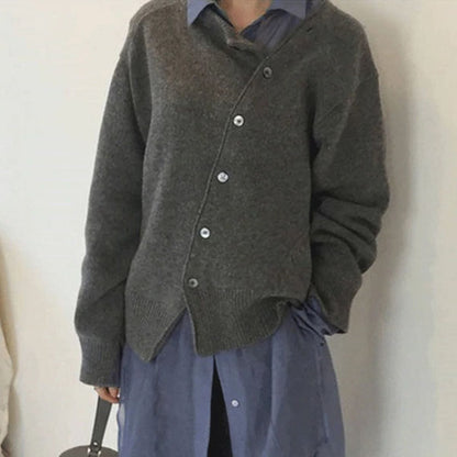 Elarova | Asymmetrische Strickjacke mit Knöpfen für Damen