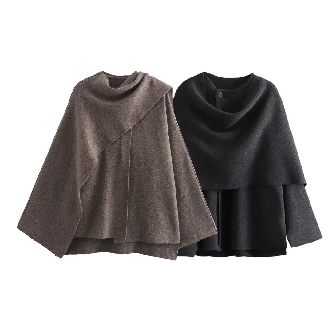 Elarova | Asymmetrischer Cape-Mantel für Damen