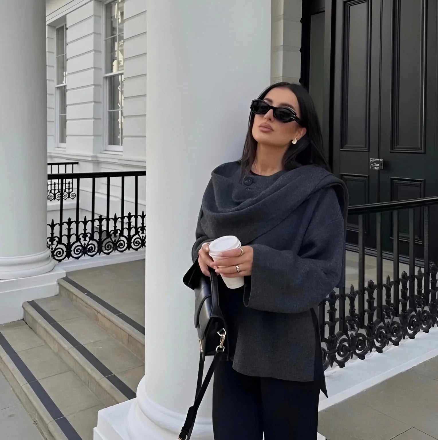 Elarova | Asymmetrischer Cape-Mantel für Damen