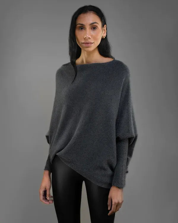 Elarova | Asymmetrischer Damenpullover mit eleganter Drapierung