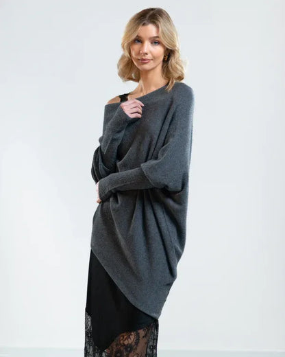 Elarova | Asymmetrischer Damenpullover mit eleganter Drapierung