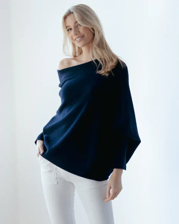 Elarova | Asymmetrischer Damenpullover mit eleganter Drapierung