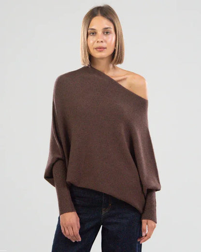 Elarova | Asymmetrischer Damenpullover mit eleganter Drapierung