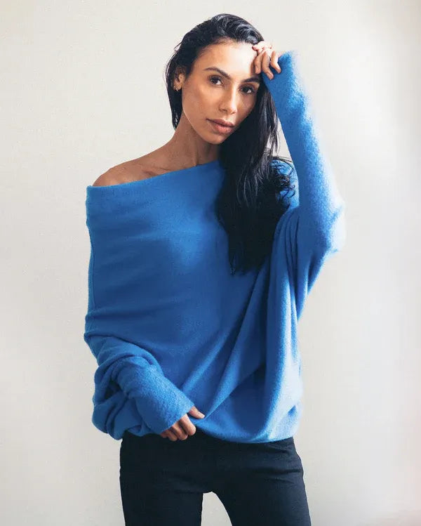 Elarova | Asymmetrischer Damenpullover mit eleganter Drapierung