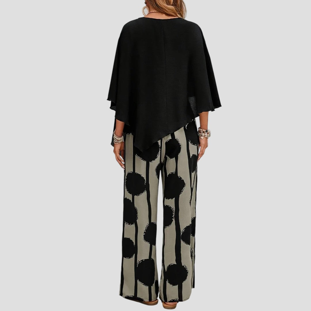 Elarova | Asymmetrisches Damen Set mit Bedruckter Hose