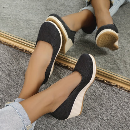 Elarova | Atmungsaktive Slipper Mit Keilabsatz Schuhen