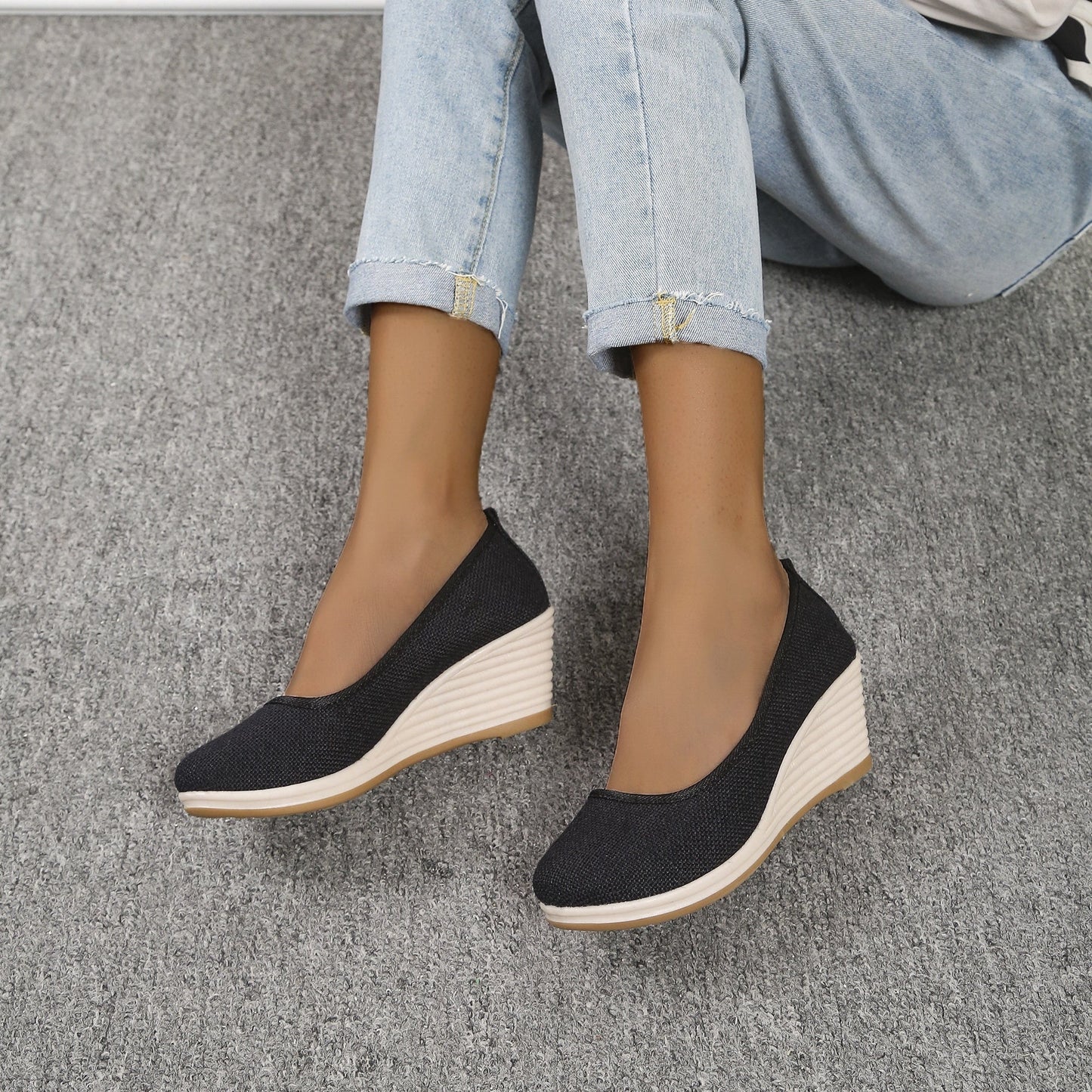 Elarova | Atmungsaktive Slipper Mit Keilabsatz Schuhen