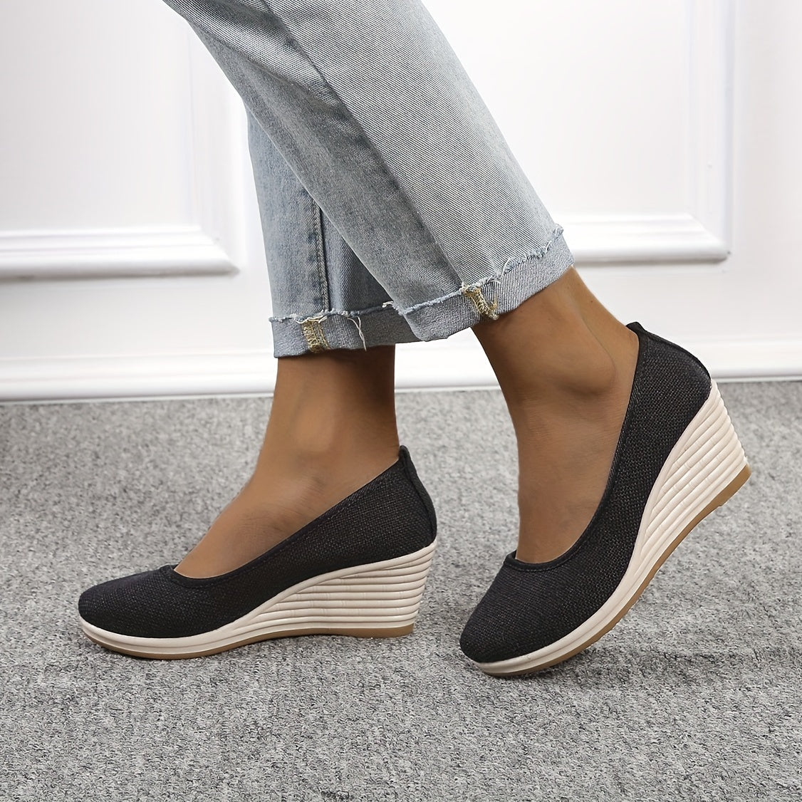 Elarova | Atmungsaktive Slipper Mit Keilabsatz Schuhen