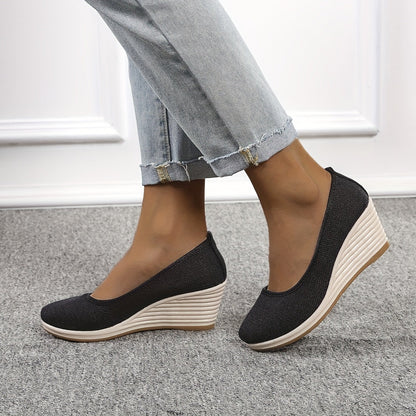 Elarova | Atmungsaktive Slipper Mit Keilabsatz Schuhen