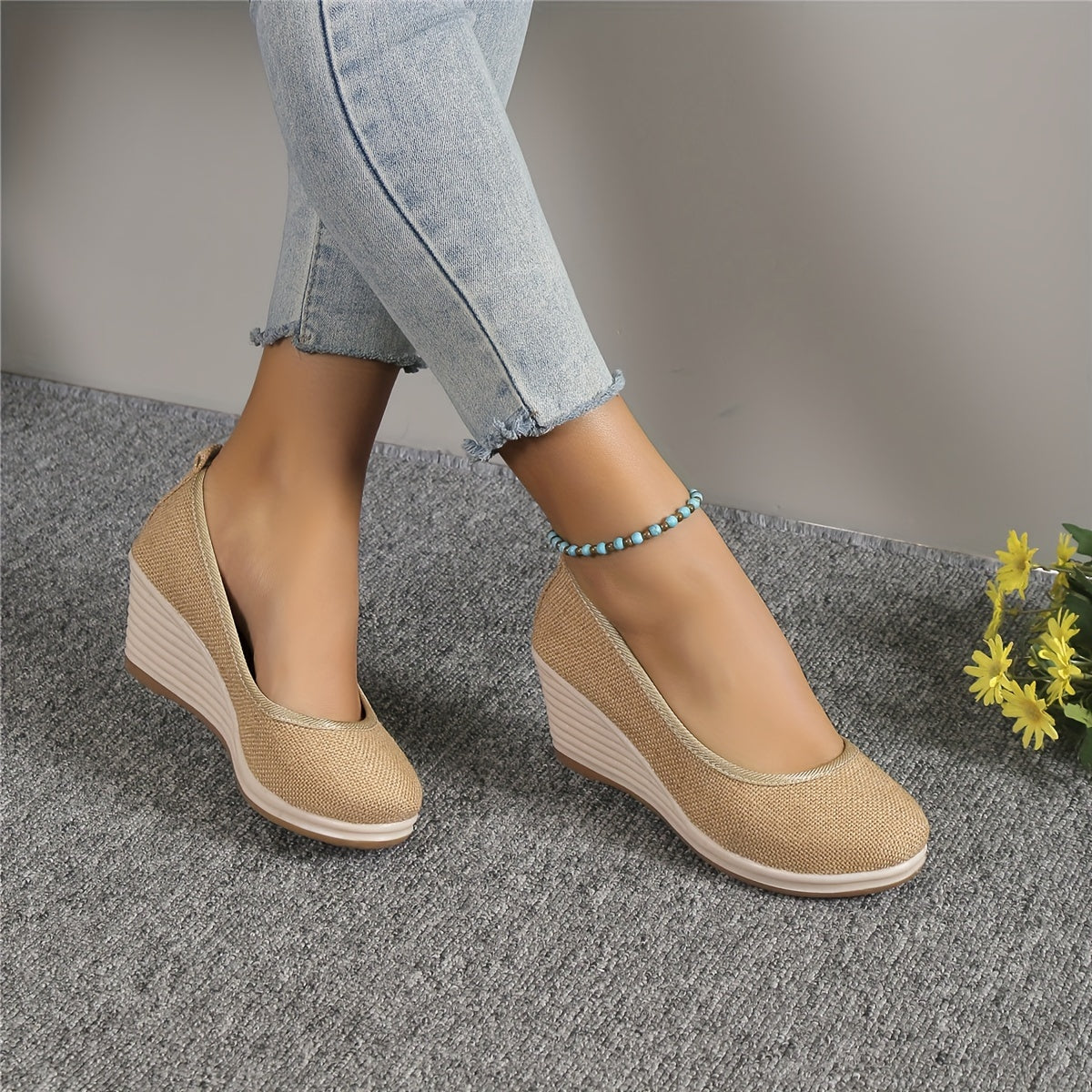 Elarova | Atmungsaktive Slipper Mit Keilabsatz Schuhen