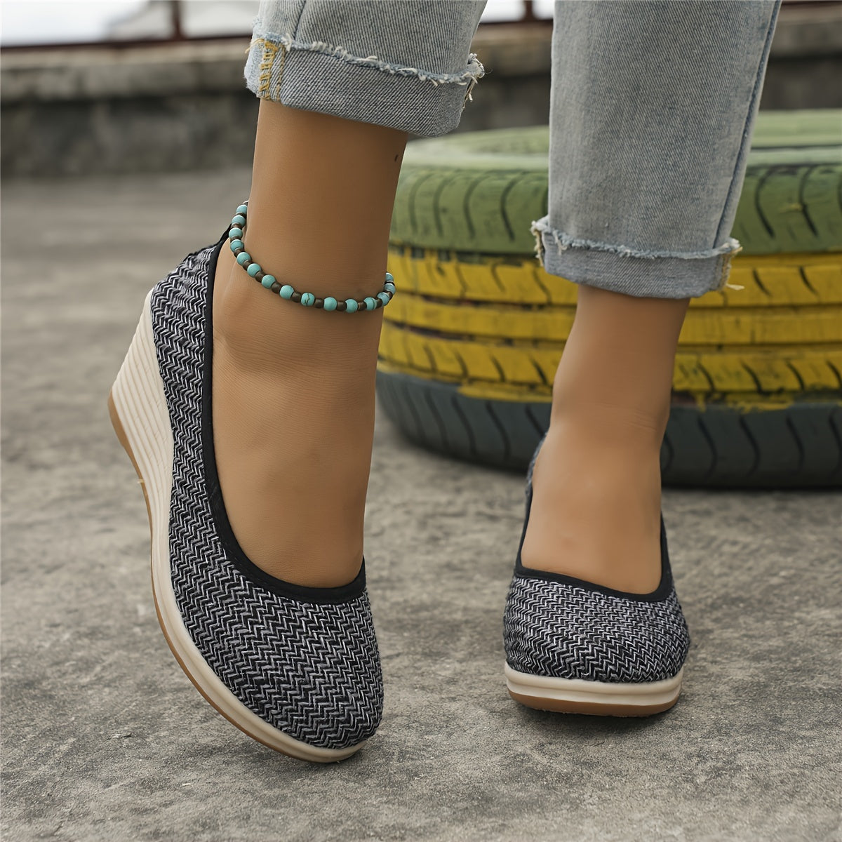 Elarova | Atmungsaktive Slipper Mit Keilabsatz Schuhen