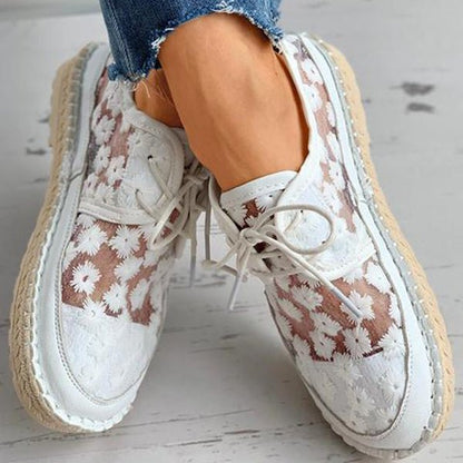 Elarova | Atmungsaktive SpitzenSneaker mit Blumenstickerei für Damen
