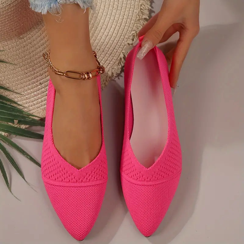 Elarova | Atmungsaktive, Strick, Flache Slipper mit Weicher Sohle