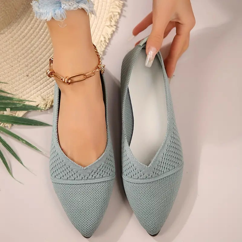 Elarova | Atmungsaktive, Strick, Flache Slipper mit Weicher Sohle