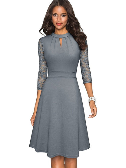 Elarova | Ausgehöhltes Spitzenkleid