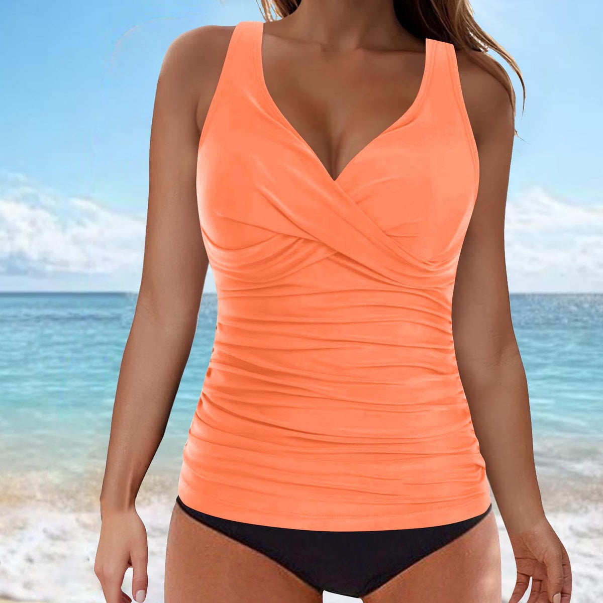 Elarova | Bauchkontrolle Haken Design Bedrucktes Tankini Set