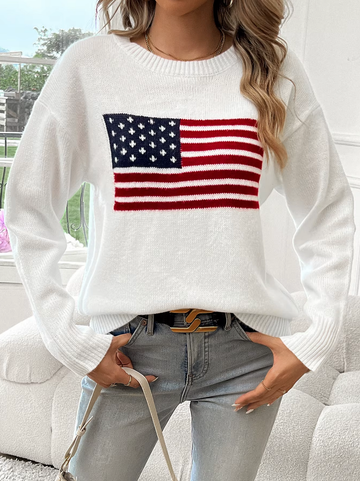 Elarova | Baumwollstrickpullover Mit Rundhalsausschnitt