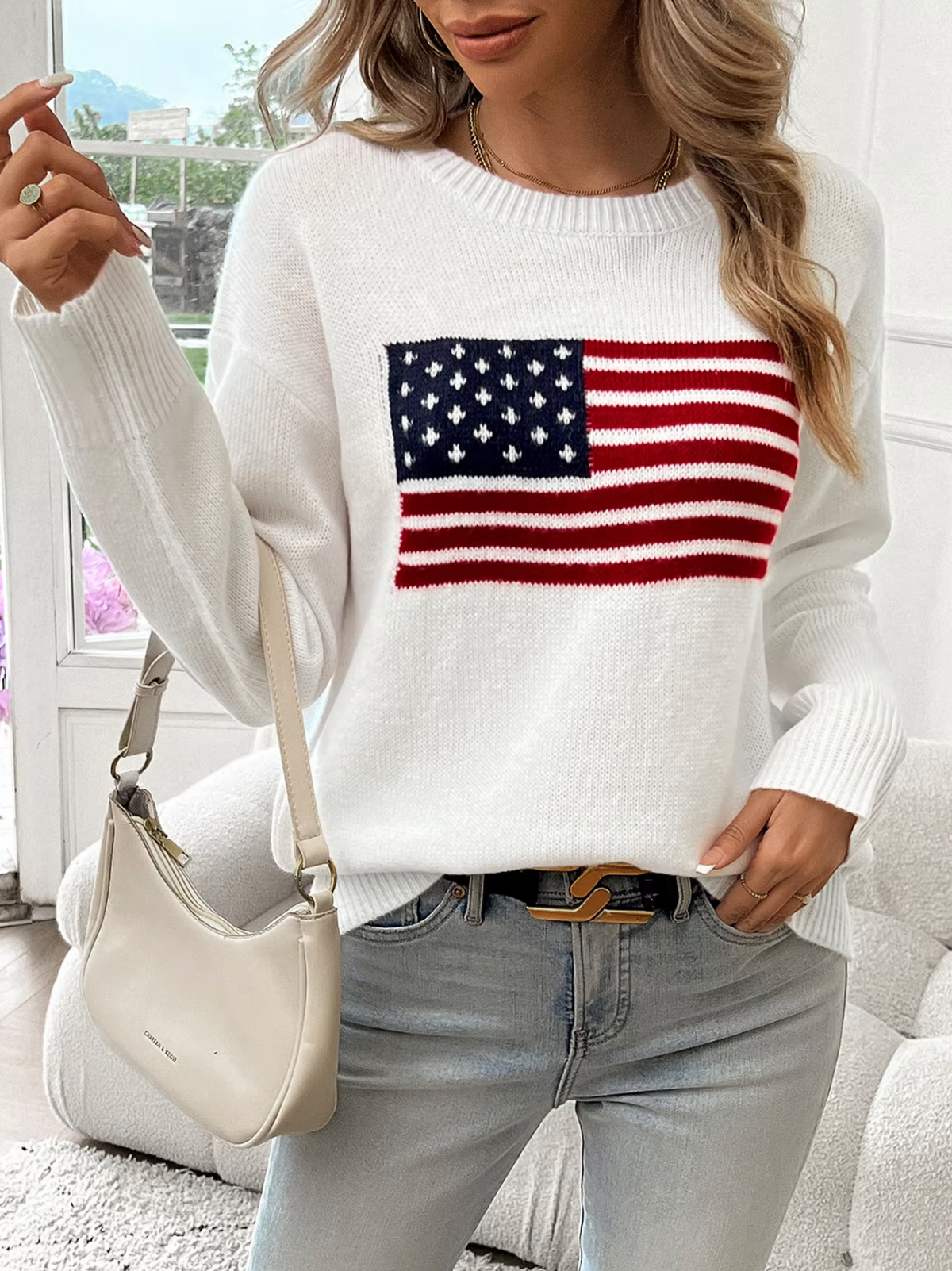Elarova | Baumwollstrickpullover Mit Rundhalsausschnitt