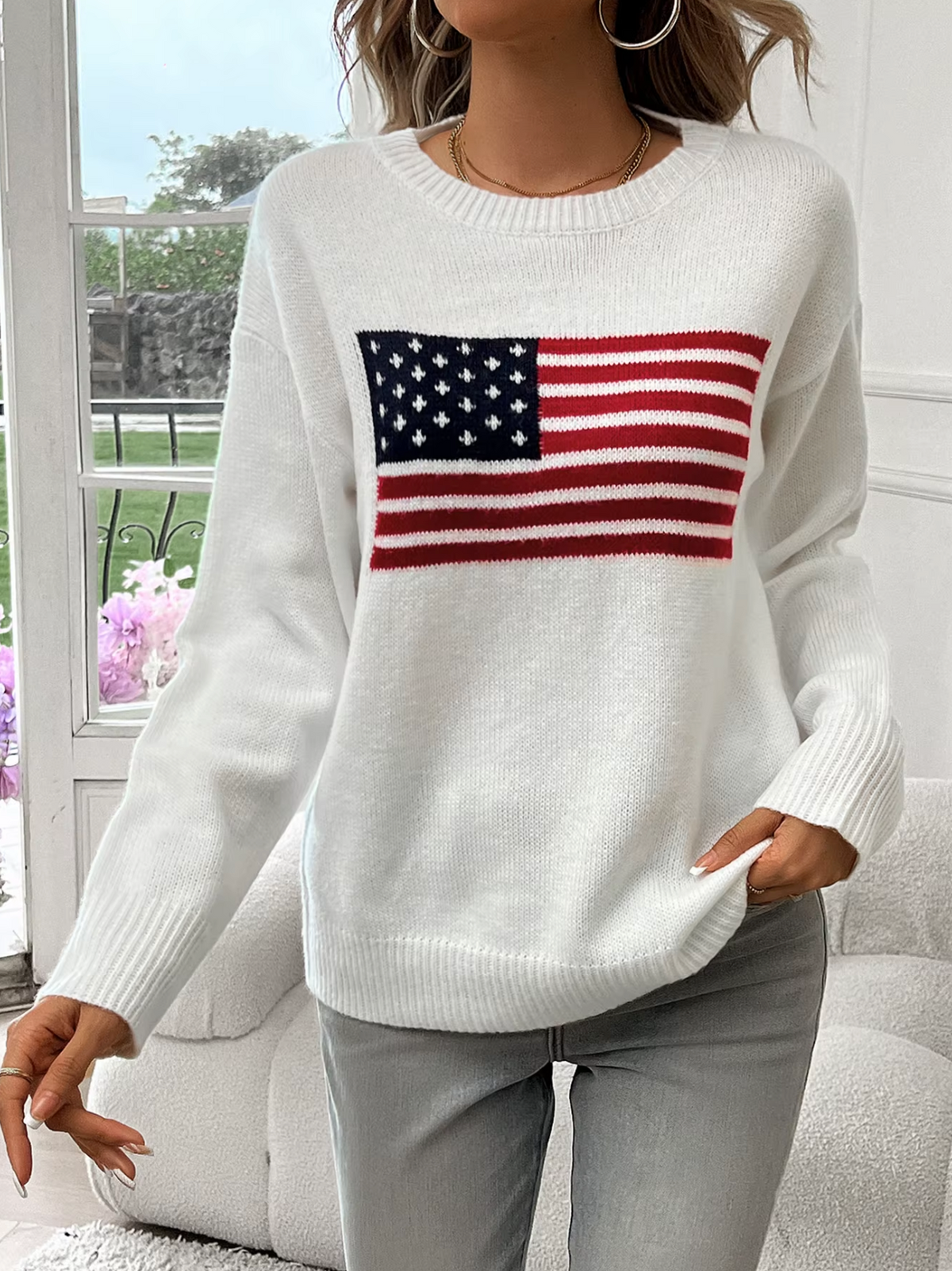 Elarova | Baumwollstrickpullover Mit Rundhalsausschnitt