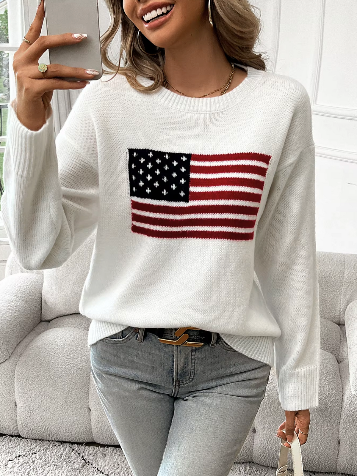 Elarova | Baumwollstrickpullover Mit Rundhalsausschnitt