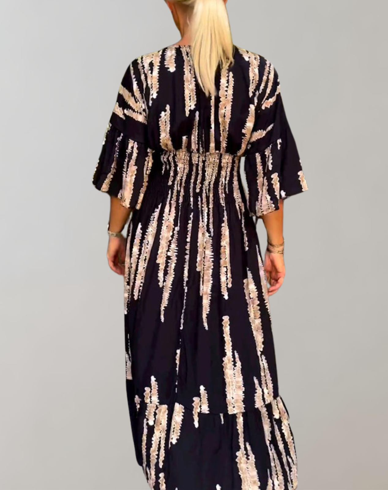 Elarova | Bedrucktes Maxikleid | Abendkleid für Damen | fließendes Maxikleid mit V-Ausschnitt