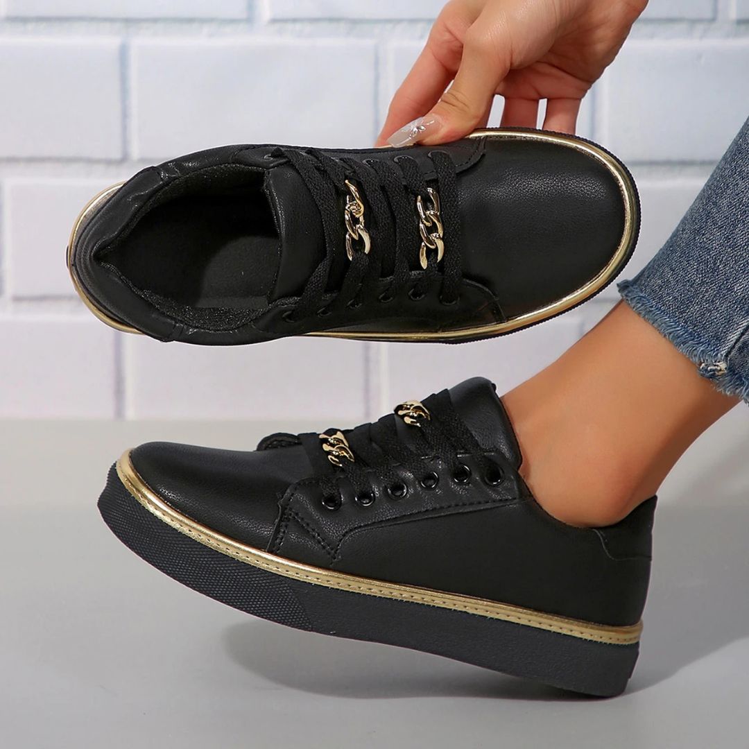 Elarova | Bequeme Damen Sneaker Mit Goldakzenten Und Weicher Einlegesohle Für Sommer