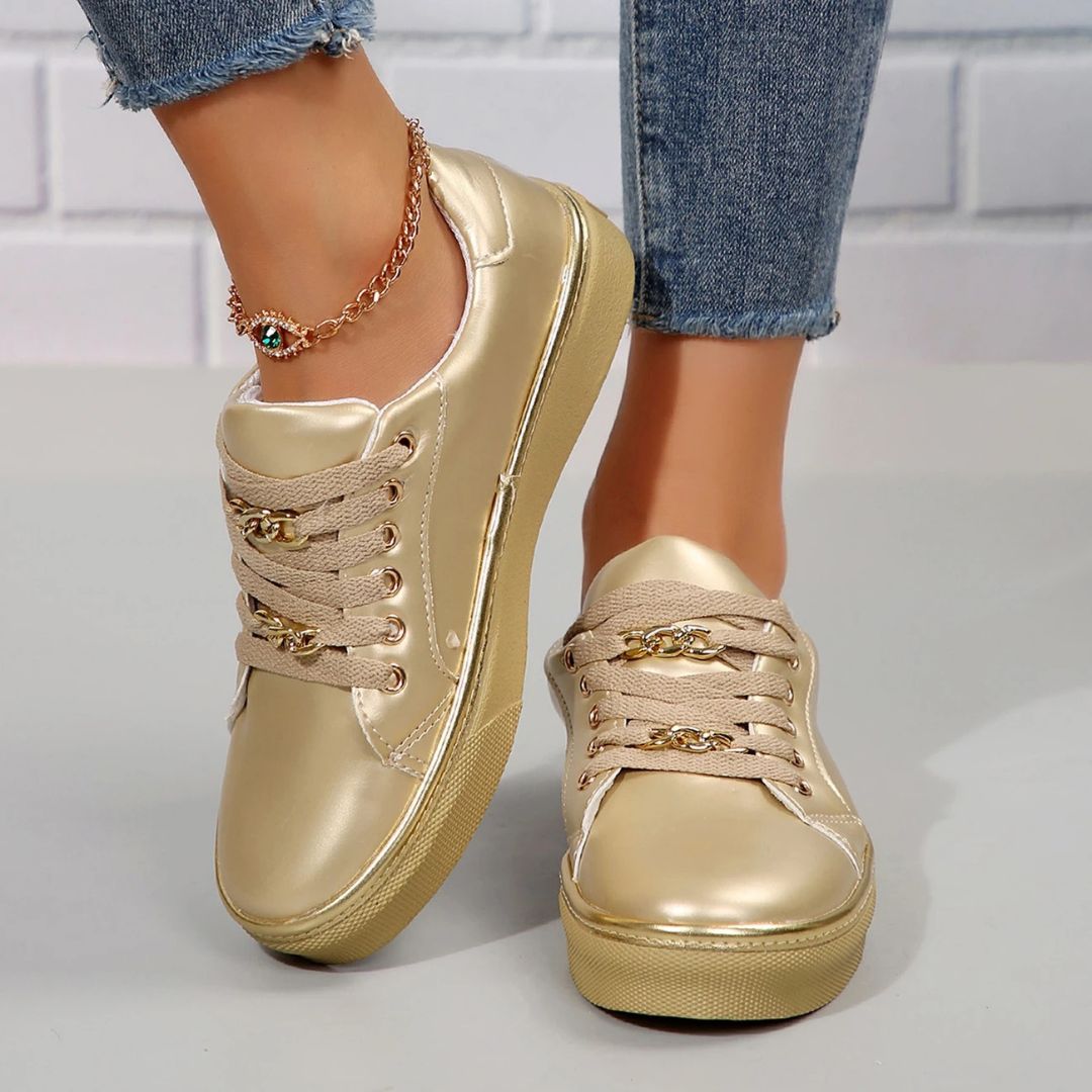 Elarova | Bequeme Damen Sneaker Mit Goldakzenten Und Weicher Einlegesohle Für Sommer