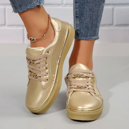 Elarova | Bequeme Damen Sneaker Mit Goldakzenten Und Weicher Einlegesohle Für Sommer