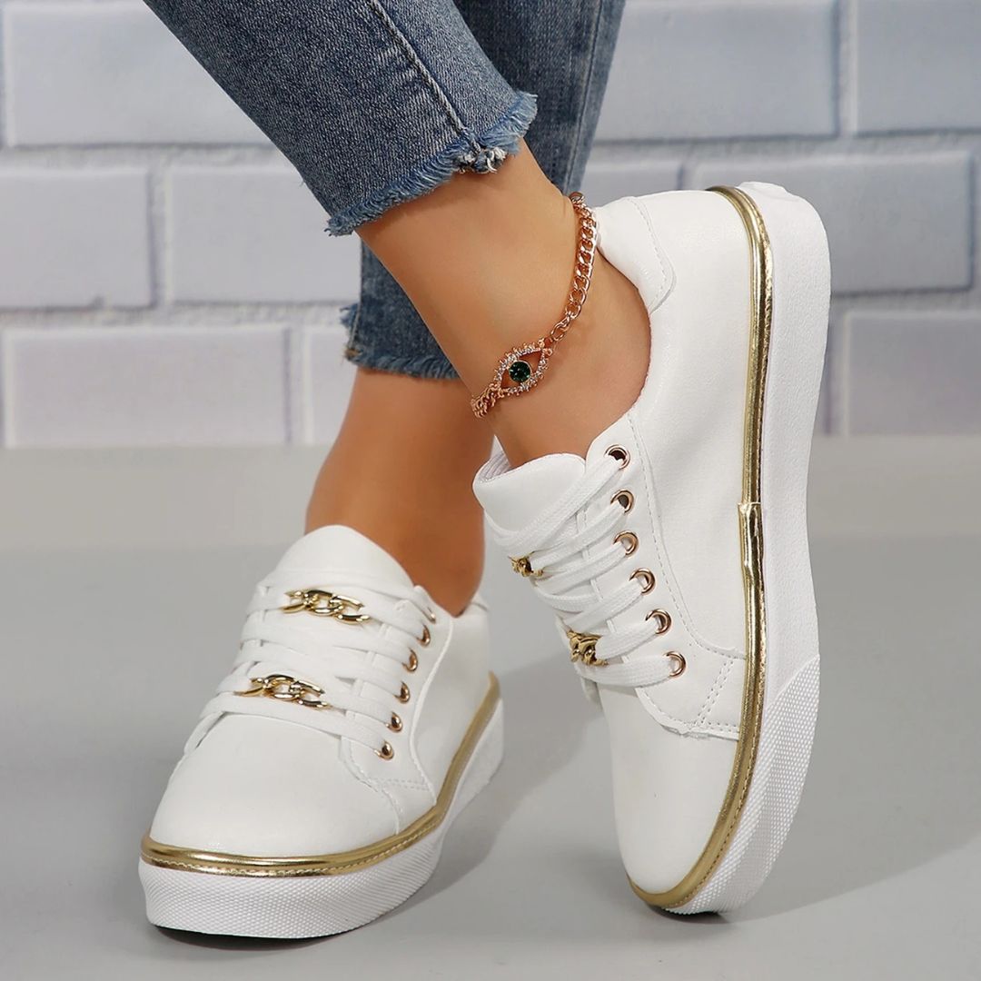 Elarova | Bequeme Damen Sneaker Mit Goldakzenten Und Weicher Einlegesohle Für Sommer