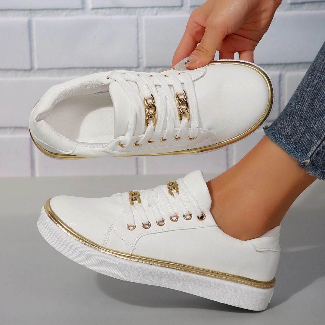 Elarova | Bequeme Damen Sneaker Mit Goldakzenten Und Weicher Einlegesohle Für Sommer