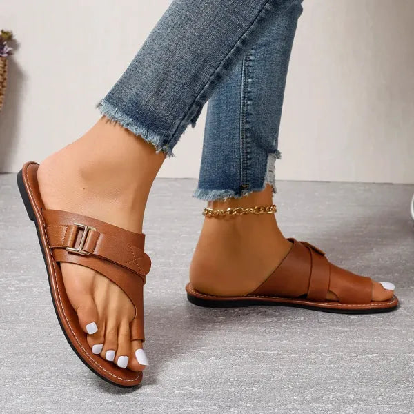 Elarova | Bequeme Leder Damen Sandalen