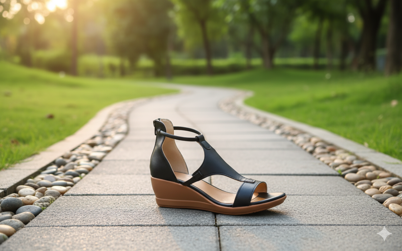 Elarova | Bequeme orthopädische Keilsandalen für Damen | Lässige Keilsandalen aus Leder mit Fußgewölbeunterstützung