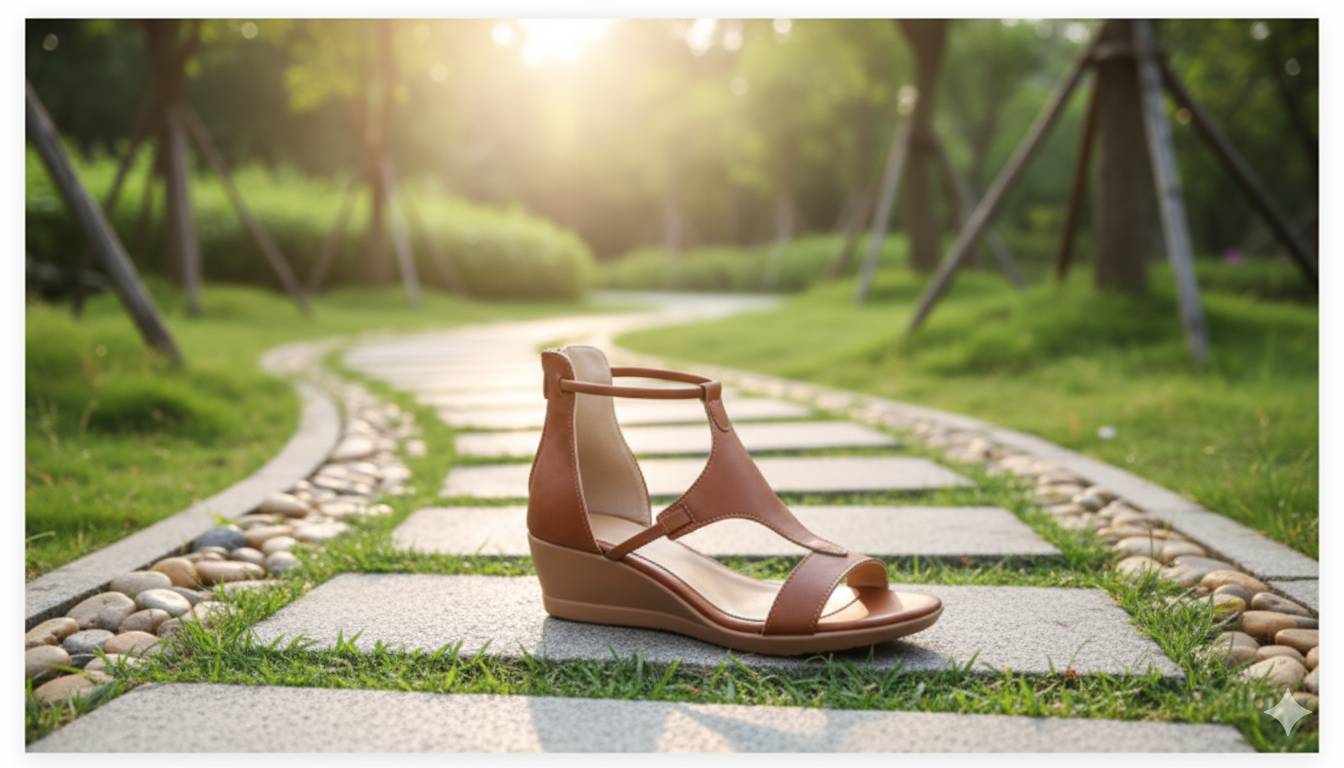 Elarova | Bequeme orthopädische Keilsandalen für Damen | Lässige Keilsandalen aus Leder mit Fußgewölbeunterstützung