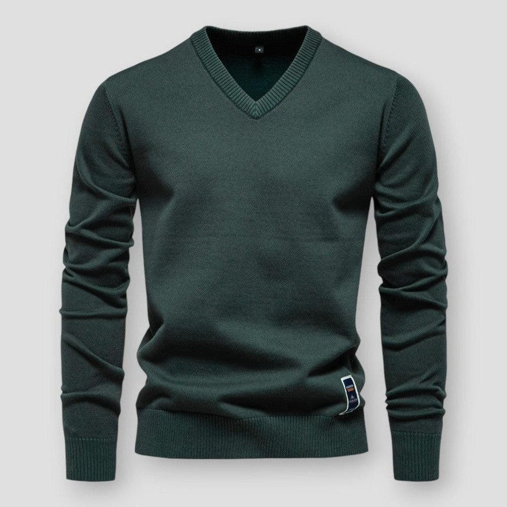 Elarova | Bequemer Herbstpullover mit VAusschnitt für Herren