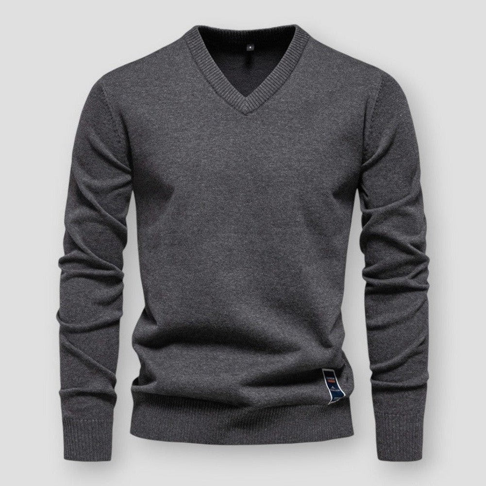Elarova | Bequemer Herbstpullover mit VAusschnitt für Herren