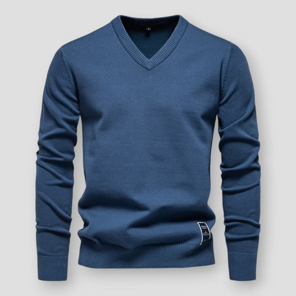 Elarova | Bequemer Herbstpullover mit VAusschnitt für Herren