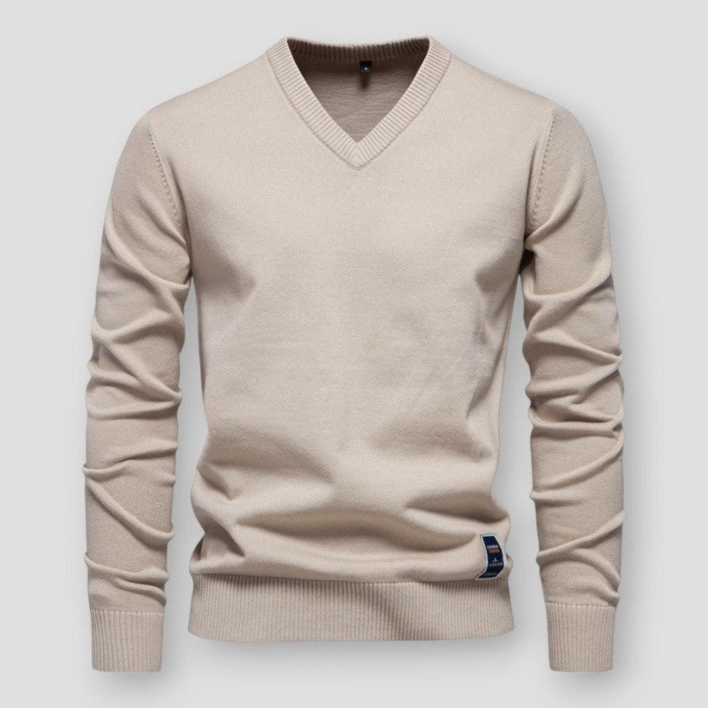 Elarova | Bequemer Herbstpullover mit VAusschnitt für Herren