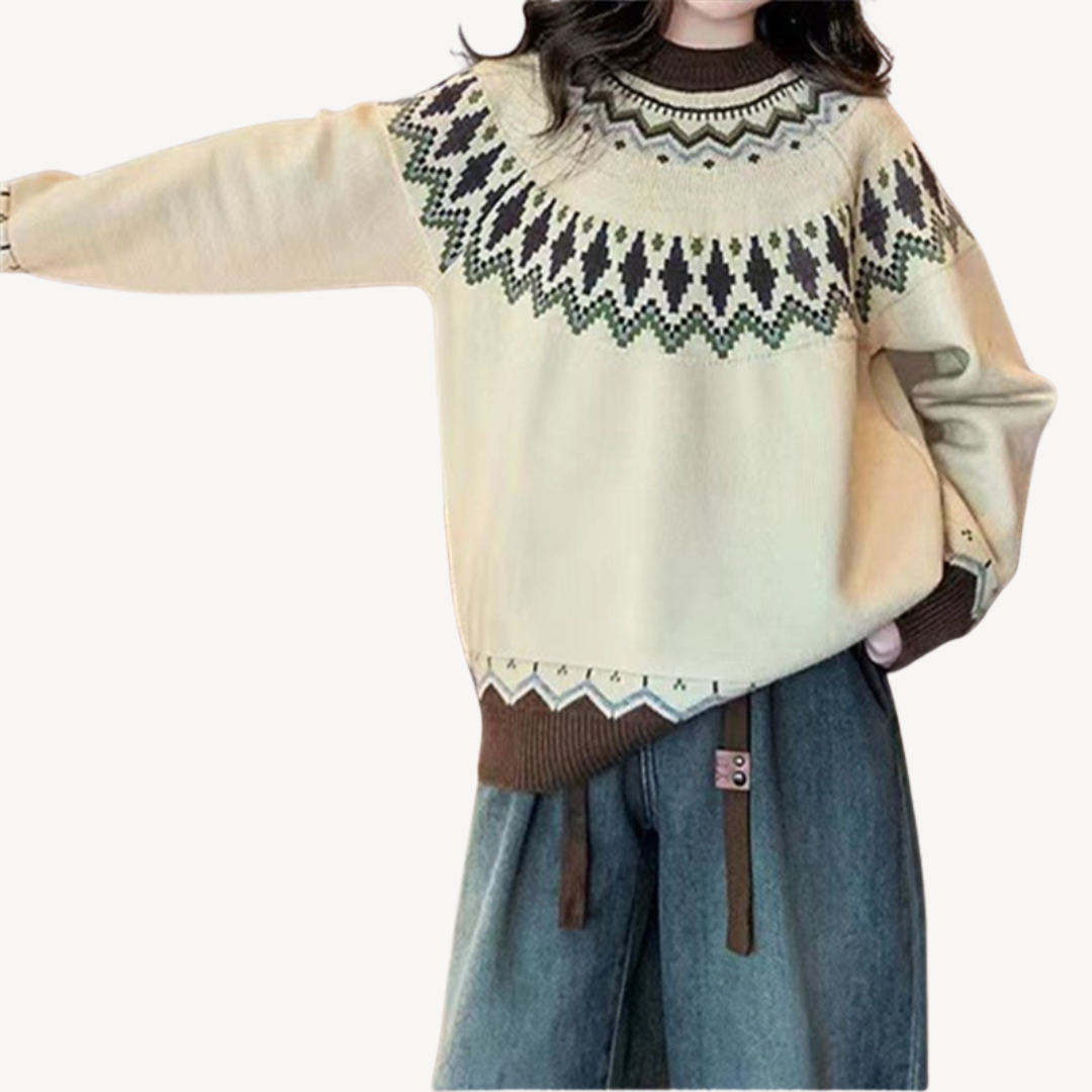 Elarova | Bestickter Blumenpullover für Damen