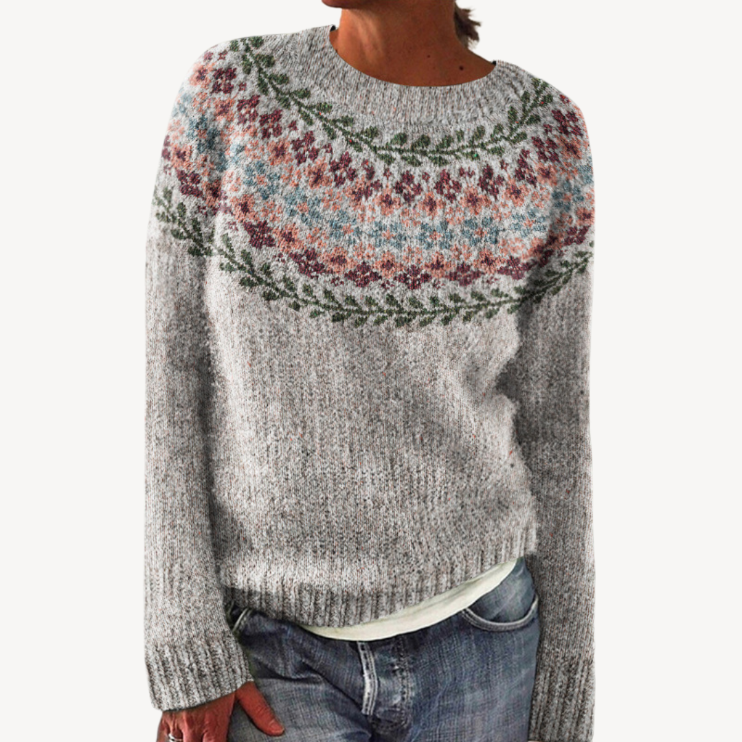 Elarova | Bestickter Blumenpullover für Damen