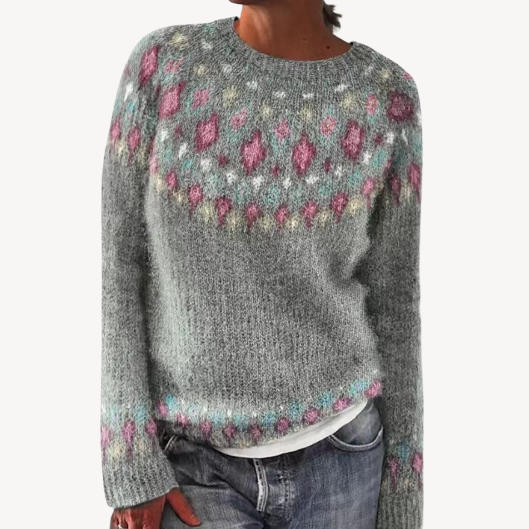 Elarova | Bestickter Blumenpullover für Damen